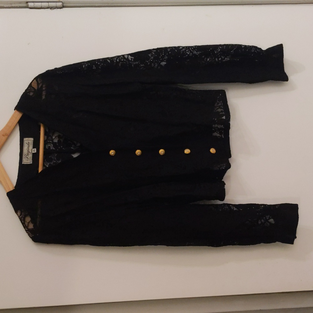 Black Lace jacket with gold buttons